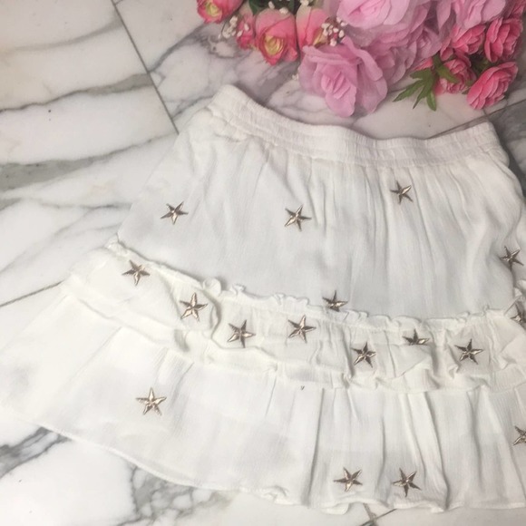 Mini Skirt Ruffle Stars Cottage Core Girly NWOT S - Picture 4 of 7